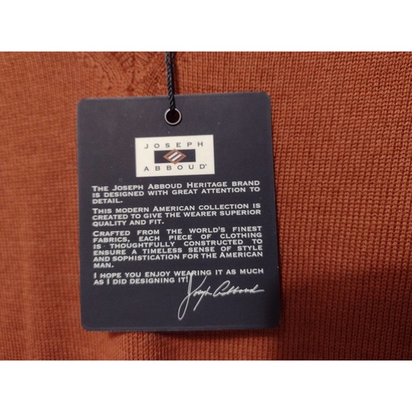 NWT Joseph Abboud Mens Merino Wool Lightweight Sweater Rust Sz XL - Picture 6 of 7